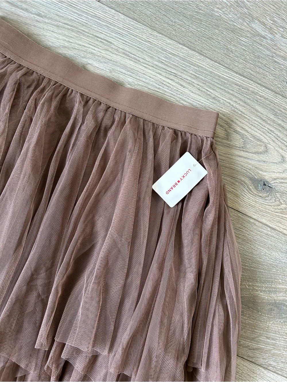 Lucky Brand Tiered Ruffle Tulle Midi Skirt Brown Size Medium New - Picture 3 of 15